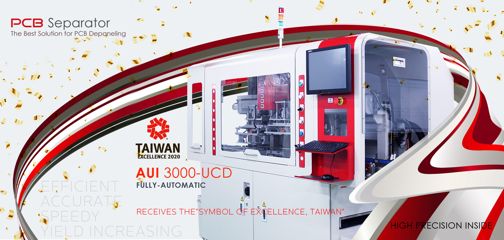 AUI 3000-UCD PCB Separator receives the "Symbol of Excellence, Taiwan".